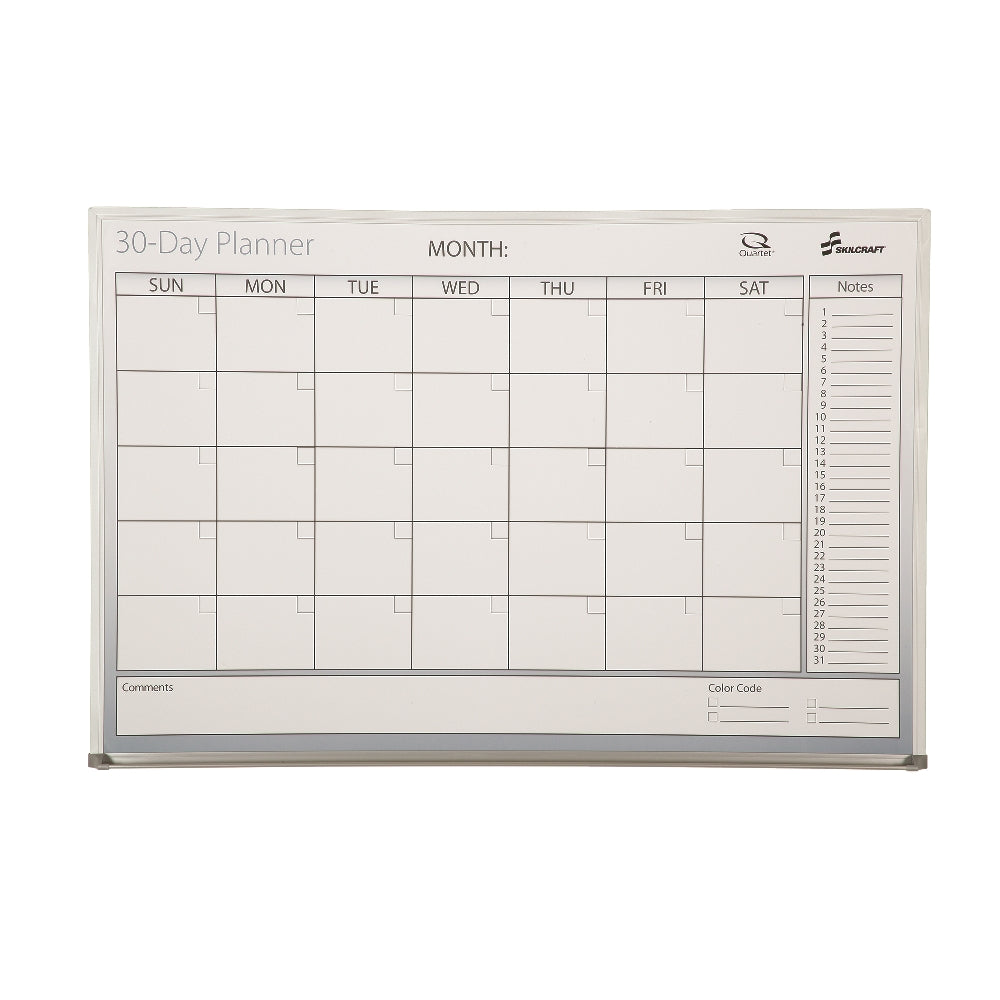 Image of Quartet/Skilcraft Dry Erase 30-Day Monthly Control Planner Board, 36" X 24"