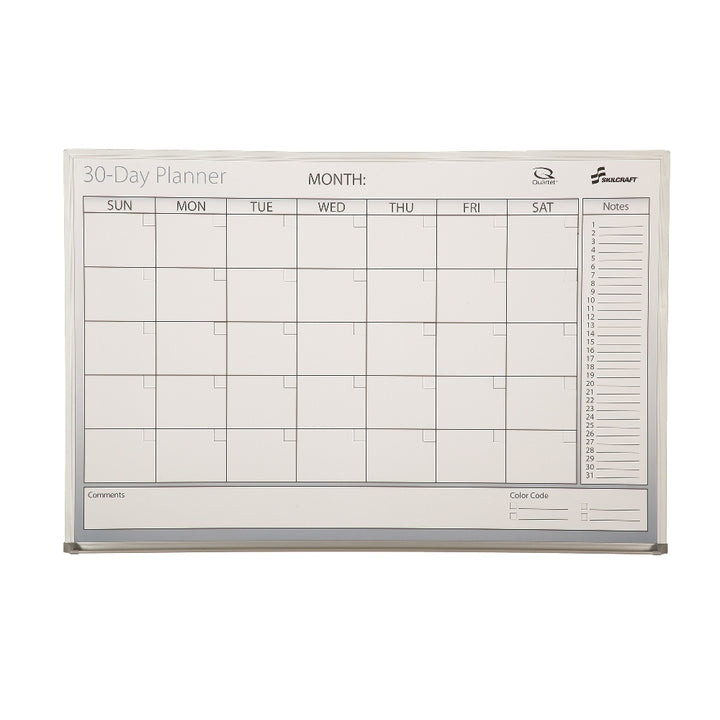 Image of Quartet/Skilcraft Dry Erase 30-Day Monthly Control Planner Board, 36" X 24"