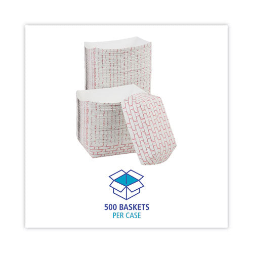 Image of Boardwalk® Paper Food Baskets, 2.5 Lb Capacity, Red/white, 500/carton
