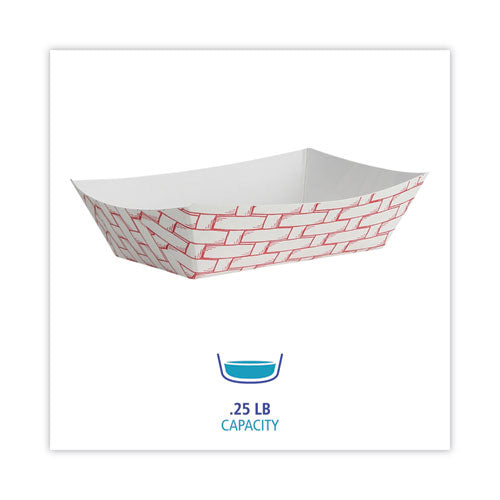 Image of Boardwalk® Paper Food Baskets, 0.25 lb Capacity, 2.69 x 4 x 1.05, Red/White, 1,000/Carton
