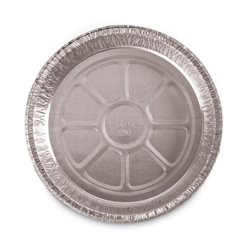 Image of Boardwalk® Round Aluminum To-Go Containers, 300 Gauge, 48 oz, 9" Diameter x 1.66" h, Silver, 500/Carton