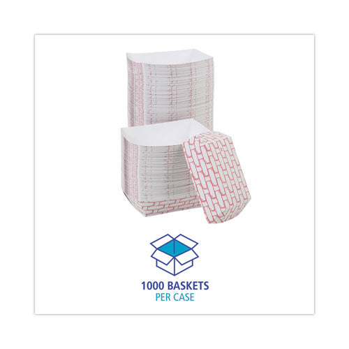 Image of Boardwalk® Paper Food Baskets, 2 Lb Capacity, Red/white, 1,000/carton