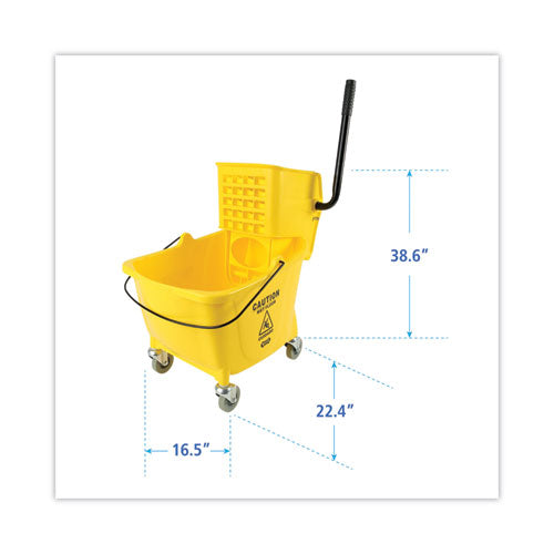 Image of Boardwalk® Pro-Pac Side-Squeeze Wringer/Bucket Combo, 8.75 gal, Yellow/Silver
