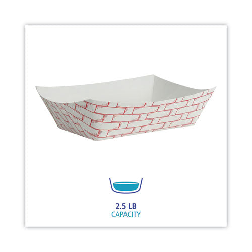 Image of Boardwalk® Paper Food Baskets, 2.5 Lb Capacity, Red/white, 500/carton