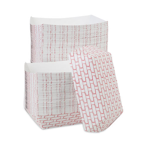 Image of Boardwalk® Paper Food Baskets, 5 Lb Capacity, Red/white, 500/carton