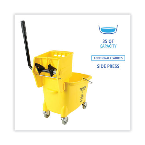 Image of Boardwalk® Pro-Pac Side-Squeeze Wringer/Bucket Combo, 8.75 gal, Yellow/Silver