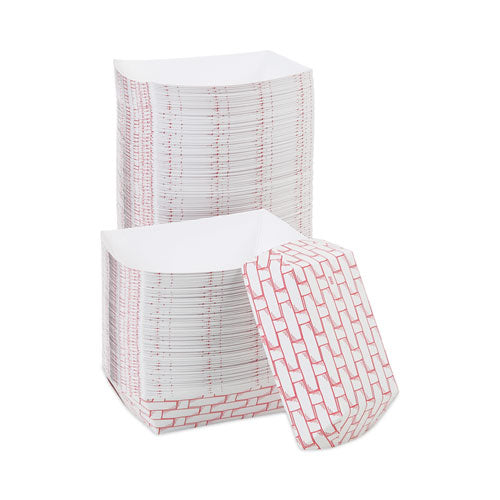 Image of Boardwalk® Paper Food Baskets, 2 Lb Capacity, Red/white, 1,000/carton