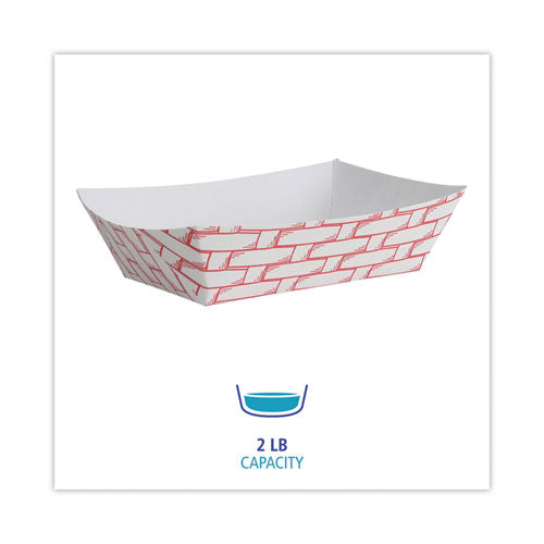 Image of Boardwalk® Paper Food Baskets, 2 Lb Capacity, Red/white, 1,000/carton