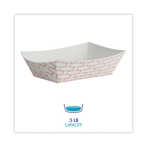 Image of Boardwalk® Paper Food Baskets, 0.5 Lb Capacity, Red/white, 1,000/carton