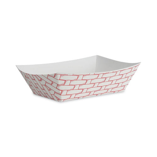 Image of Boardwalk® Paper Food Baskets, 3 Lb Capacity, Red/white, 500/carton