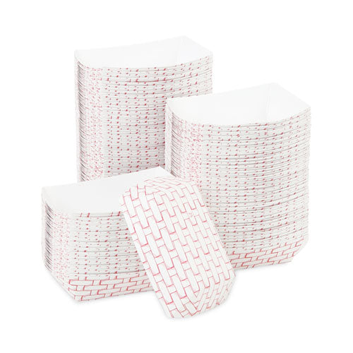 Image of Boardwalk® Paper Food Baskets, 0.25 lb Capacity, 2.69 x 4 x 1.05, Red/White, 1,000/Carton