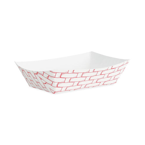 Image of Boardwalk® Paper Food Baskets, 0.25 lb Capacity, 2.69 x 4 x 1.05, Red/White, 1,000/Carton