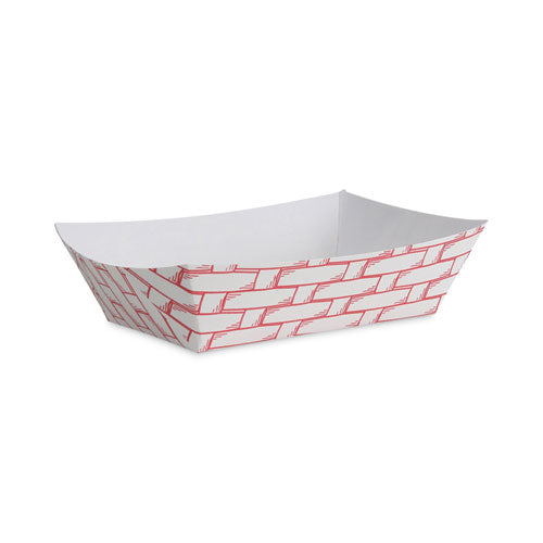 Image of Boardwalk® Paper Food Baskets, 2 Lb Capacity, Red/white, 1,000/carton