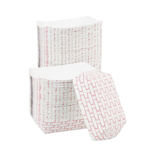 Image of Boardwalk® Paper Food Baskets, 2.5 Lb Capacity, Red/white, 500/carton