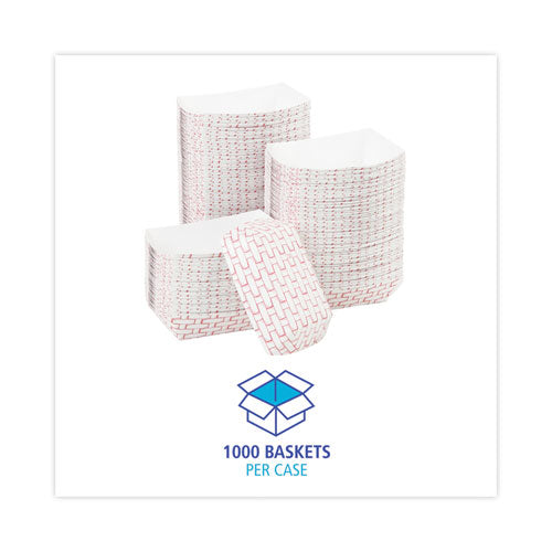 Image of Boardwalk® Paper Food Baskets, 0.25 lb Capacity, 2.69 x 4 x 1.05, Red/White, 1,000/Carton