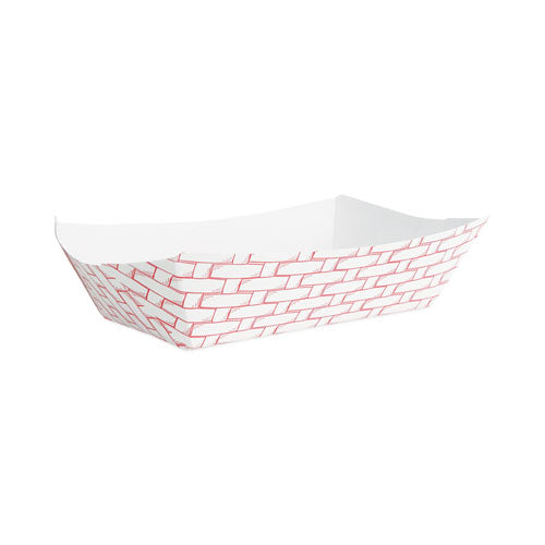 Image of Boardwalk® Paper Food Baskets, 5 Lb Capacity, Red/white, 500/carton