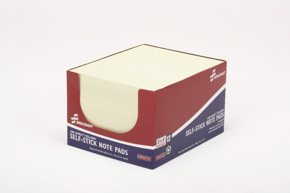 Image of Self-Stick Note Pad, Plain, 100 Sheets, 3" x 4", Yellow