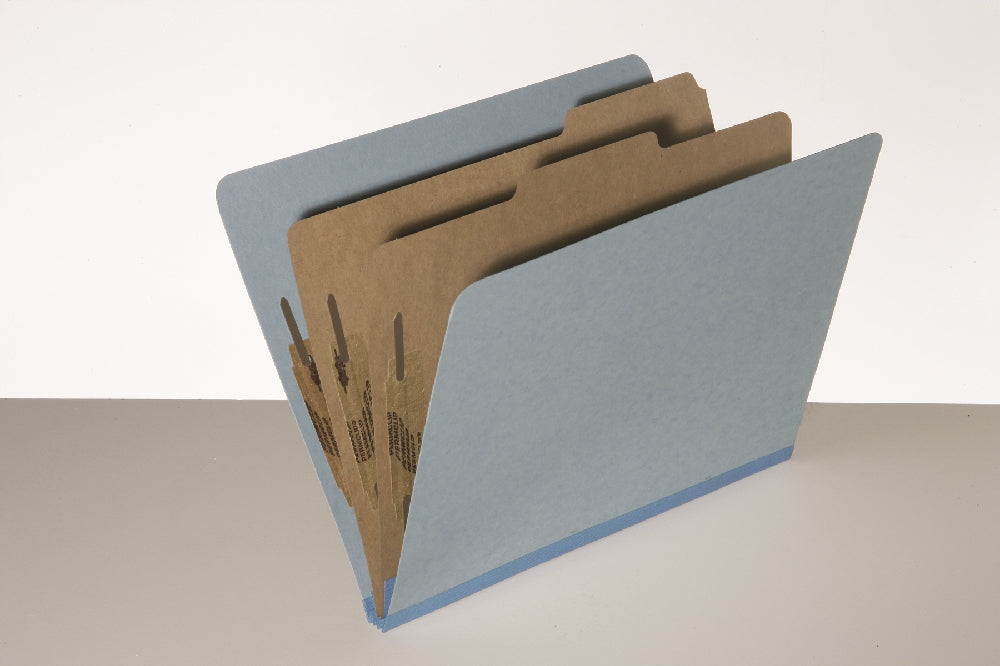 Image of Pressboard Classification Folder, 2 Divider, 6 Part, Letter, Light Blue