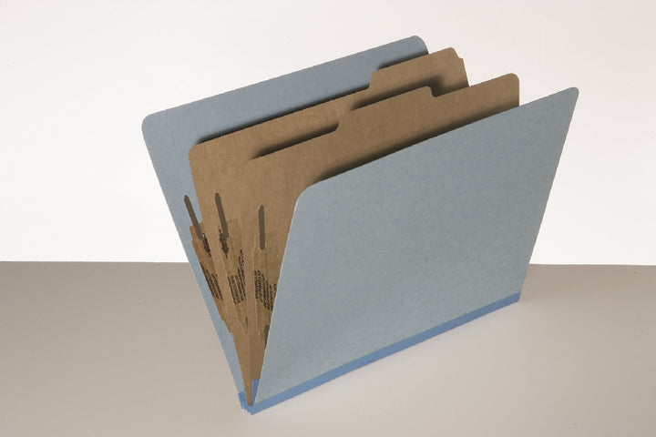 Image of Pressboard Classification Folder, 2 Divider, 6 Part, Letter, Light Blue