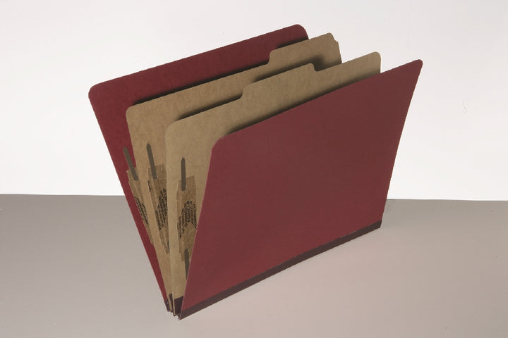 Image of Pressboard Classification Folder, 2 Divider, 6 Part, Letter, Dark Red