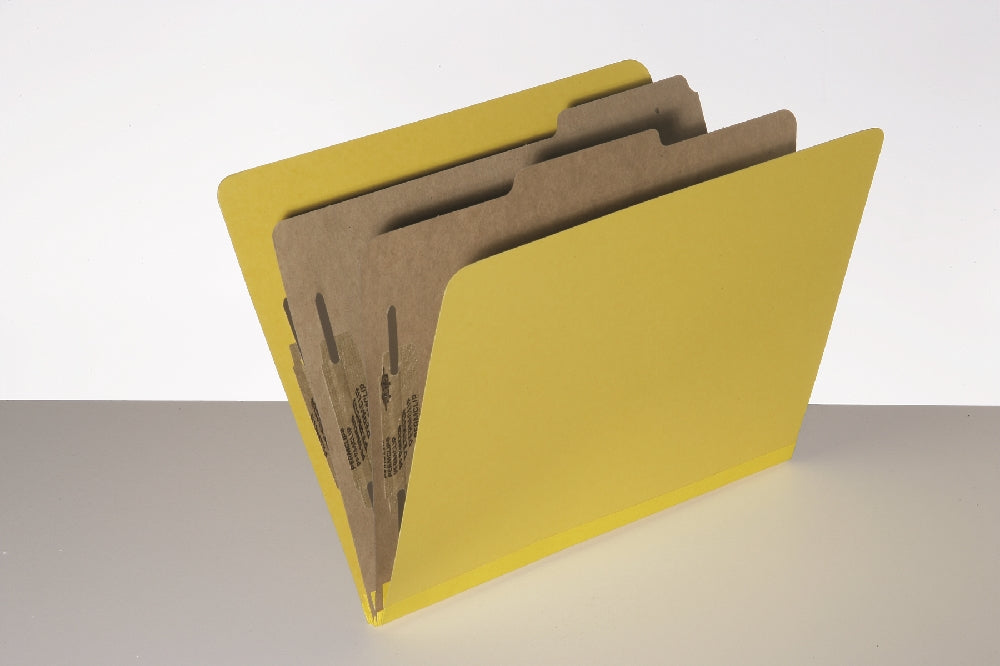 Image of Pressboard Classification Folder, 2 Divider, 6 Part, Letter, Yellow