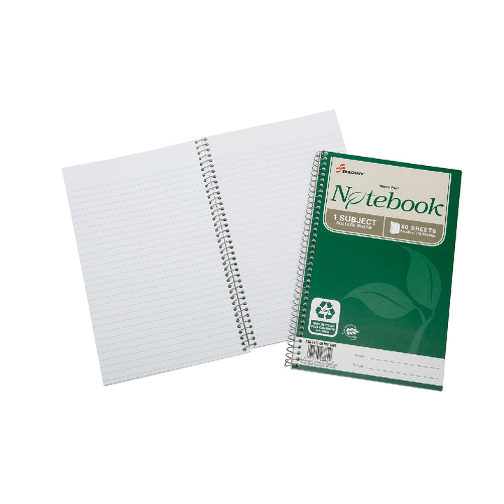 Image of Skilcraft 100% Post-Consumer Recycled Spiral Notebooks and Steno Pads, College Ruled, 9-1/2" x 6" - 80 Sheets