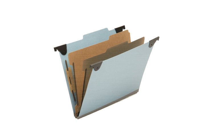 Image of Hanging Classification File Folders, 2 Dividers, 6 Sections, Letter, Light Blue