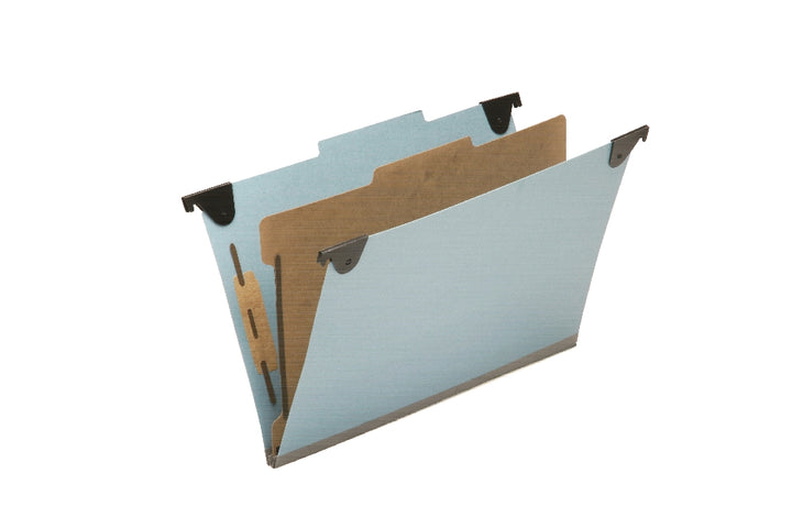 Image of Hanging Classification File Folders, 1 Divider, 4 Sections, Legal, Light Blue