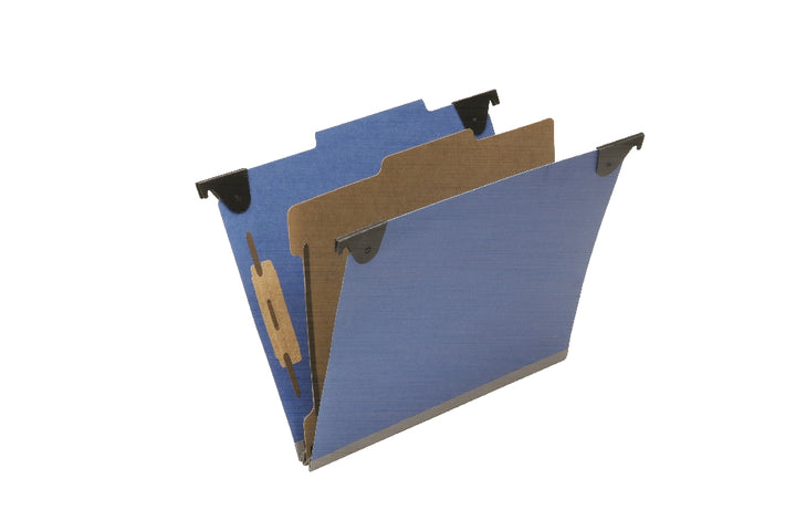 Image of Hanging Classification File Folders, 1 Divider, 4 Sections, Letter, Royal Blue