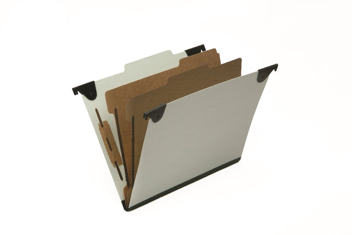 Image of Hanging Classification File Folders, 2 Dividers, 6 Sections, Letter, Light Green