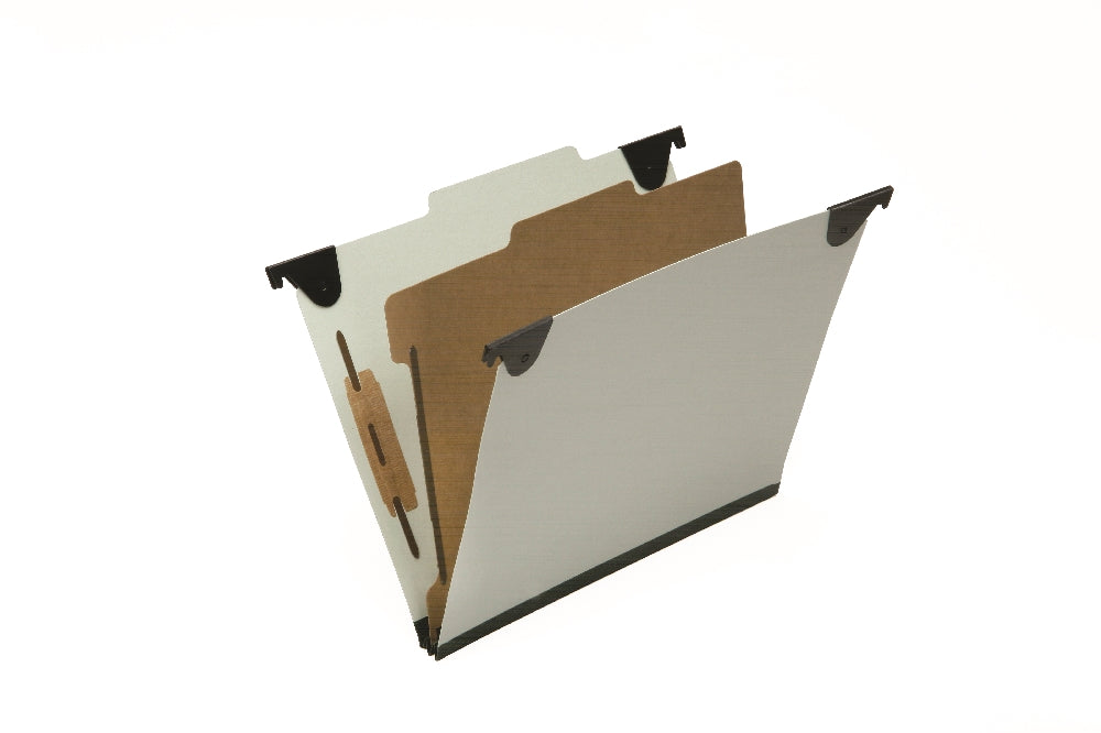 Image of Hanging Classification File Folders, 1 Divider, 4 Sections, Letter, Light Green