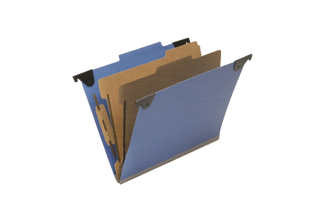 Image of Hanging Classification File Folders, 2 Dividers, 6 Sections, Letter, Royal Blue