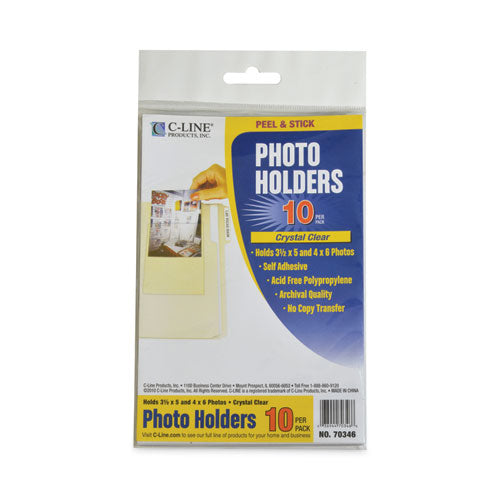 Image of C-Line® Peel and Stick Photo Holders, 4.38 x 6.5, Clear, 10/Pack