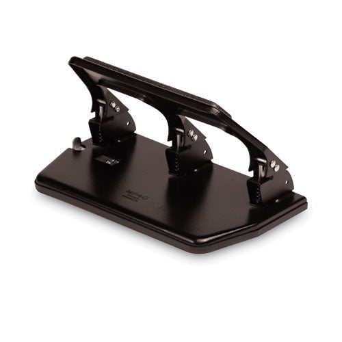 Image of Master® 30-Sheet Heavy-Duty Three-Hole Punch With Gel Padded Handle, 9/32" Holes, Black