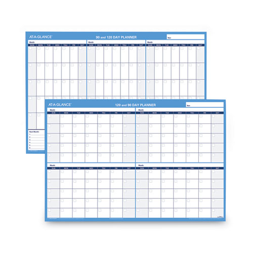 Image of AT-A-GLANCE® 90/120-Day Undated Horizontal Erasable Wall Planner, 36 X 24, White/blue Sheets, Undated