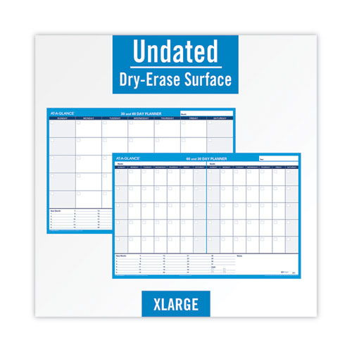 Image of AT-A-GLANCE® 30/60-Day Undated Horizontal Erasable Wall Planner, 36 X 24, White/blue Sheets, Undated