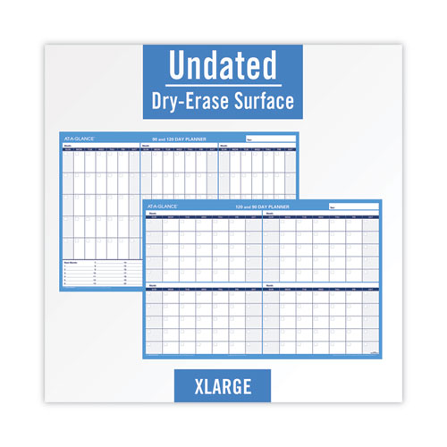 Image of AT-A-GLANCE® 90/120-Day Undated Horizontal Erasable Wall Planner, 36 X 24, White/blue Sheets, Undated