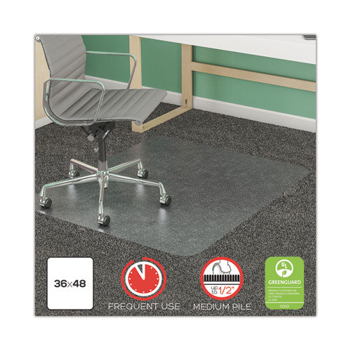 Image of deflecto® Supermat Frequent Use Chair Mat For Medium Pile Carpet, 36 X 48, Rectangular, Clear