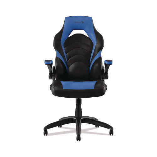 Image of Emerge Vortex Bonded Leather Gaming Chair, Supports Up to 301 lbs, 17.9" to 21.6" Seat Height, Blue/Black, Black Base