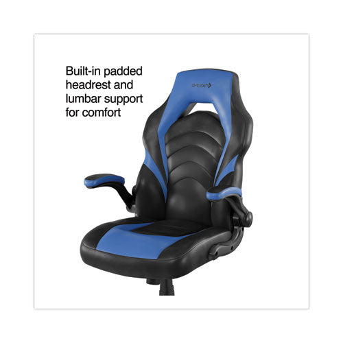 Image of Emerge Vortex Bonded Leather Gaming Chair, Supports Up to 301 lbs, 17.9" to 21.6" Seat Height, Blue/Black, Black Base