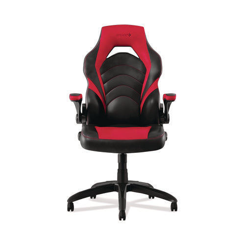 Image of Emerge Vortex Bonded Leather Gaming Chair, Supports Up to 301 lbs, 17.9" to 21.6" Seat Height, Red/Black Back, Black Base