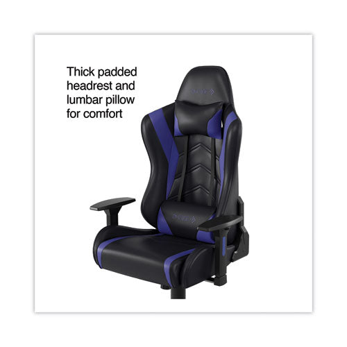 Image of Emerge Vartan Bonded Leather Gaming Chair, Supports Up to 275 lbs, Blue/Black Seat, Blue/Black Back, Black Base
