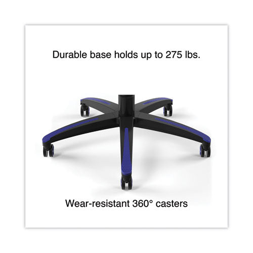 Image of Emerge Vartan Bonded Leather Gaming Chair, Supports Up to 275 lbs, Blue/Black Seat, Blue/Black Back, Black Base