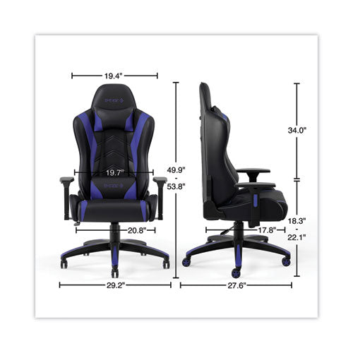 Image of Emerge Vartan Bonded Leather Gaming Chair, Supports Up to 275 lbs, Blue/Black Seat, Blue/Black Back, Black Base