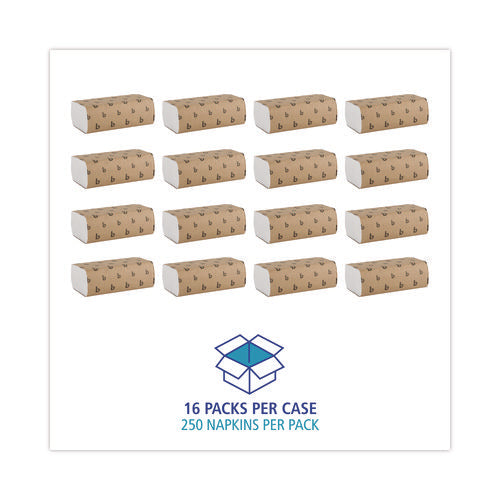 Image of Boardwalk® Multifold Paper Towels, 1-Ply, 9 x 9.45, White, 250 Towels/Pack, 16 Packs/Carton