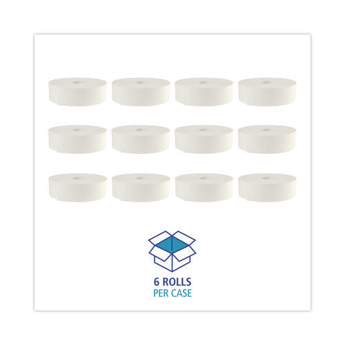 Image of Boardwalk® JRT Bath Tissue, Jumbo, Septic Safe, 2-Ply, White, 3.5" x 2,000 ft, 12" dia, 6 Rolls/Carton
