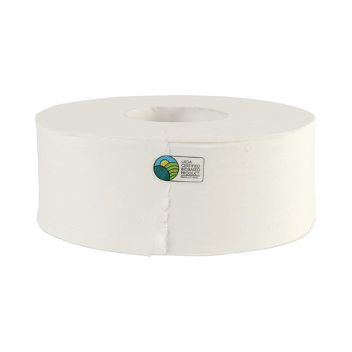 Image of Boardwalk® JRT Bath Tissue, Jumbo, Septic Safe, 2-Ply, White, 3.3" x 1,000 ft, 12 Rolls/Carton