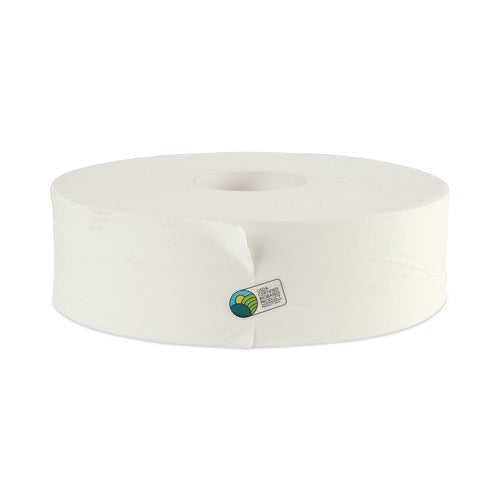 Image of Boardwalk® JRT Bath Tissue, Jumbo, Septic Safe, 2-Ply, White, 3.5" x 2,000 ft, 12" dia, 6 Rolls/Carton