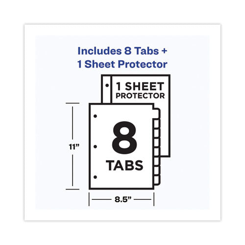 Image of Avery® Clear Easy View Plastic Dividers With Multicolored Tabs And Sheet Protector, 8-Tab, 11 X 8.5, Clear, 1 Set