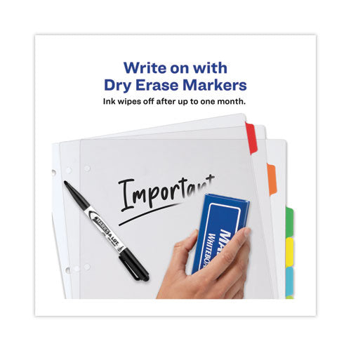 Image of Avery® Clear Easy View Plastic Dividers With Multicolored Tabs And Sheet Protector, 8-Tab, 11 X 8.5, Clear, 1 Set